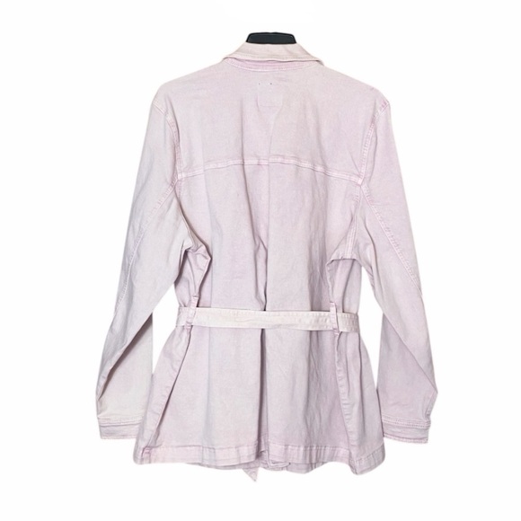 NWT Maurices Light Pink Belted Denim Trench Jacket Size 2X - Picture 7 of 13